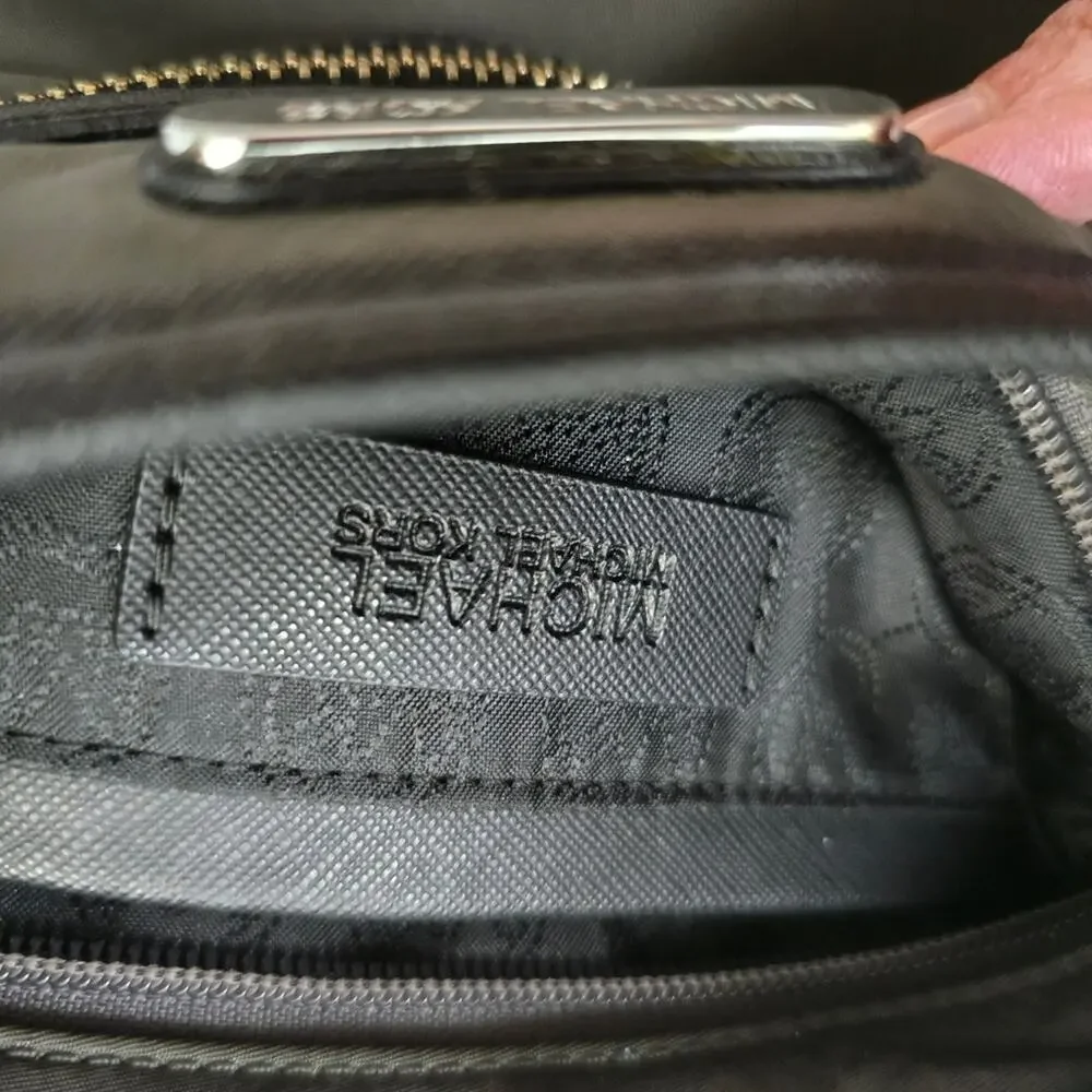 Michael Kors Kempton Nylon Crossbody Bag Dark Charcoal Gray Zip Closure Travel